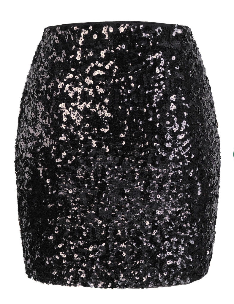 glitter-bodycon-sequin-skirt-party-night-out-black-back