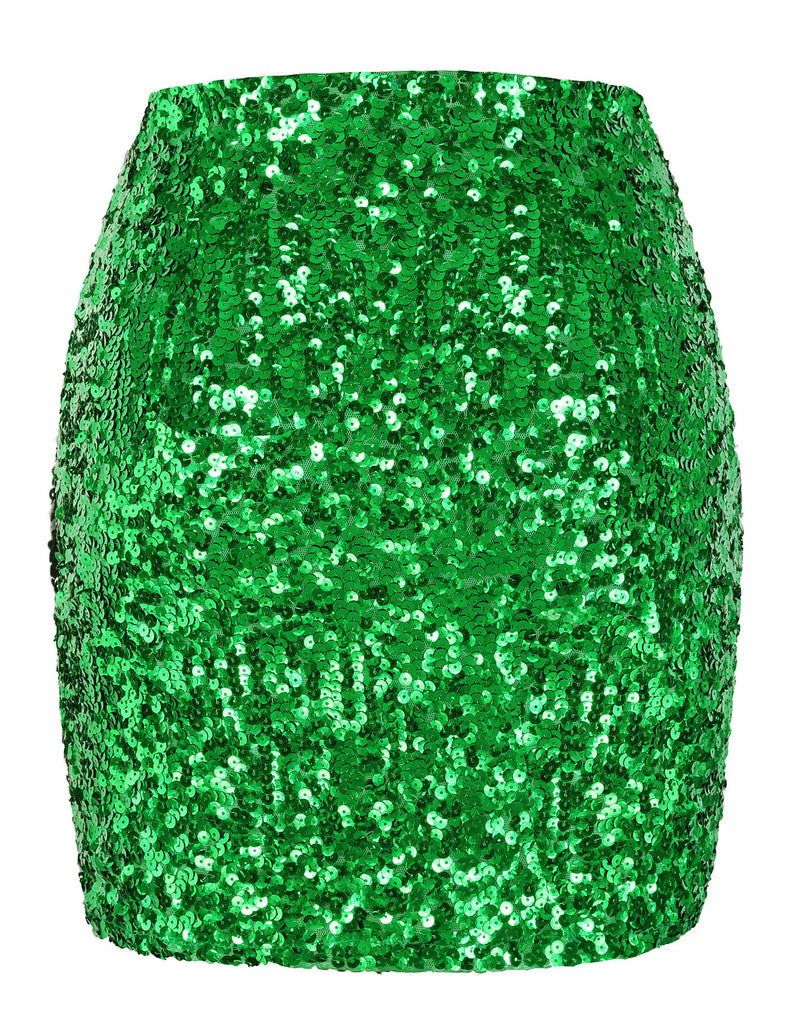 glitter-sequin-skirt-party-night-out-green-back