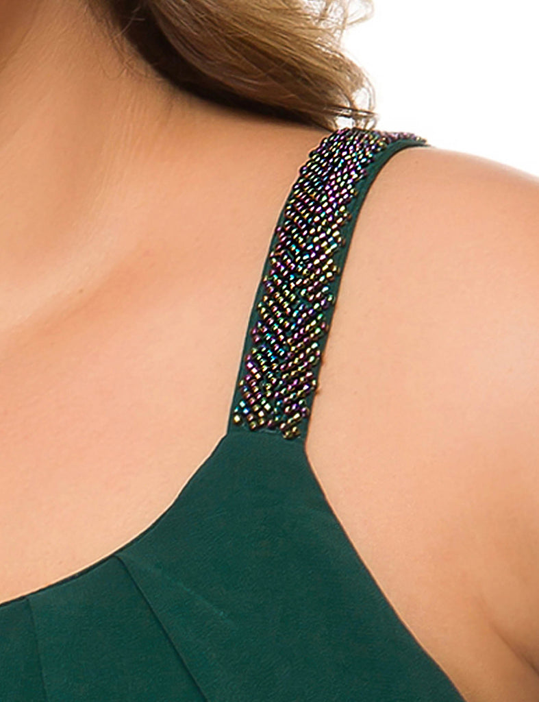 plus-size-tops-for-women-pleated-tank-cami-dark-green-pleated-strap