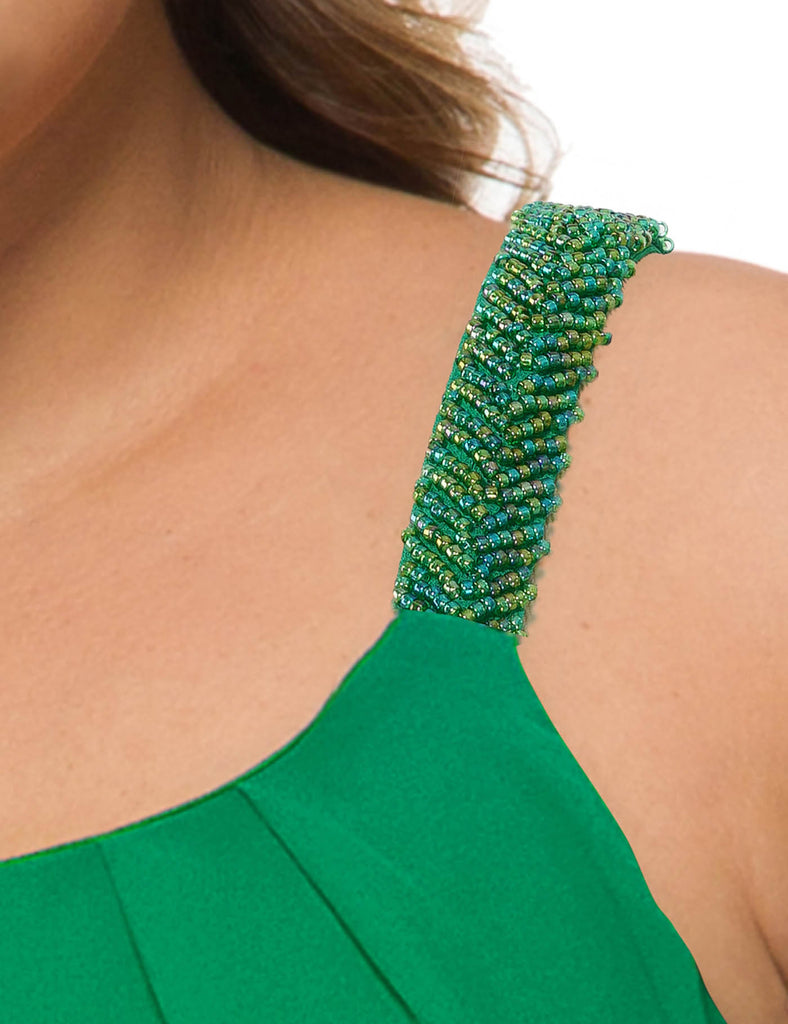 plus-size-tops-for-women-pleated-tank-cami-green-pleated-strap